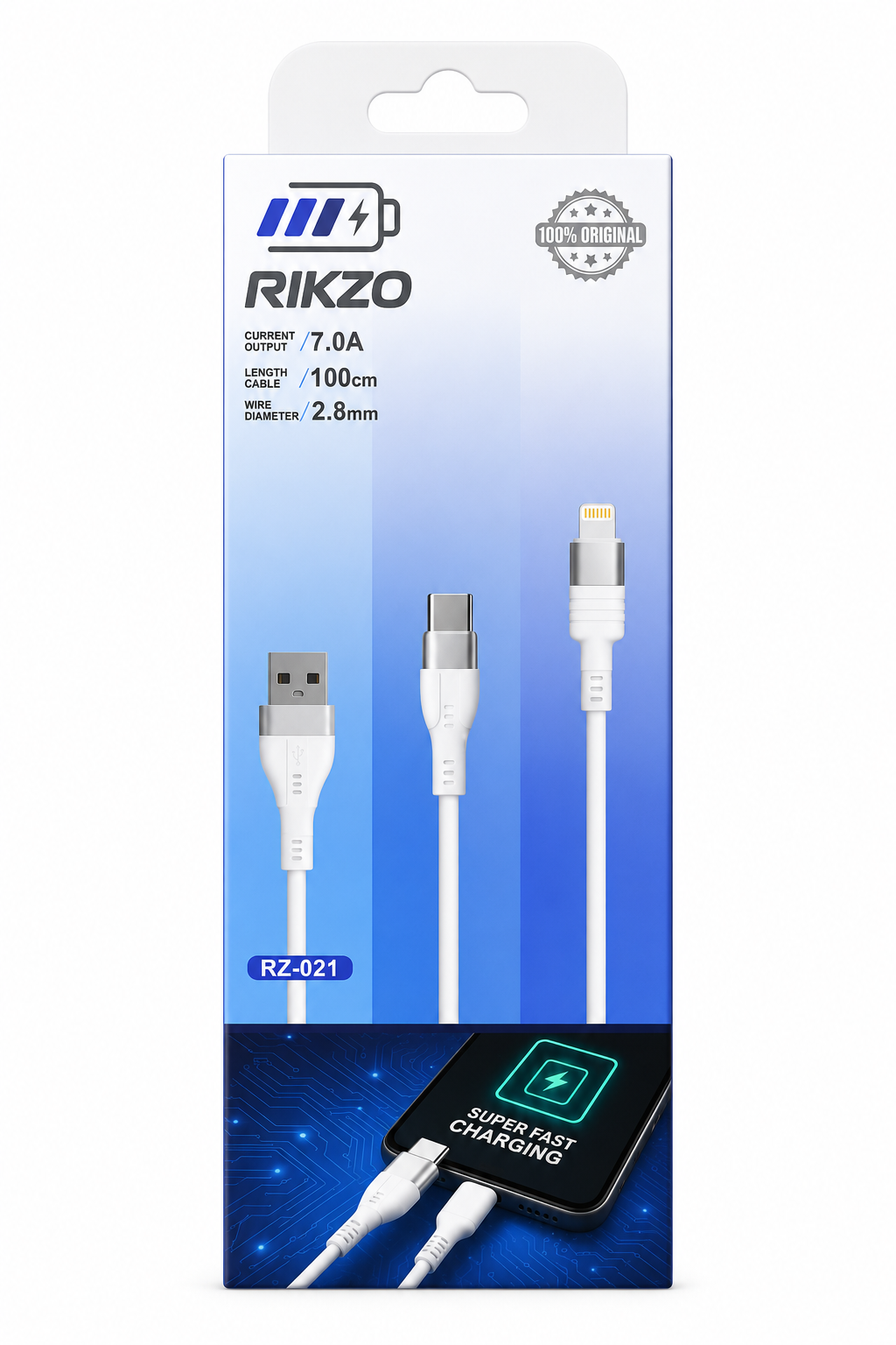 کابل شارژ تایپ سی مدل RIKZO RZ-023