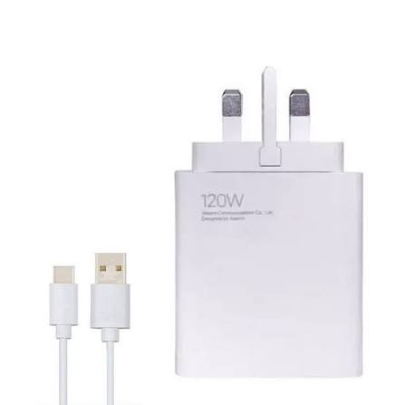 شارژر شیائومی توان 120 وات دو پین همراه کابل + هدیه تبدیل چراغدار